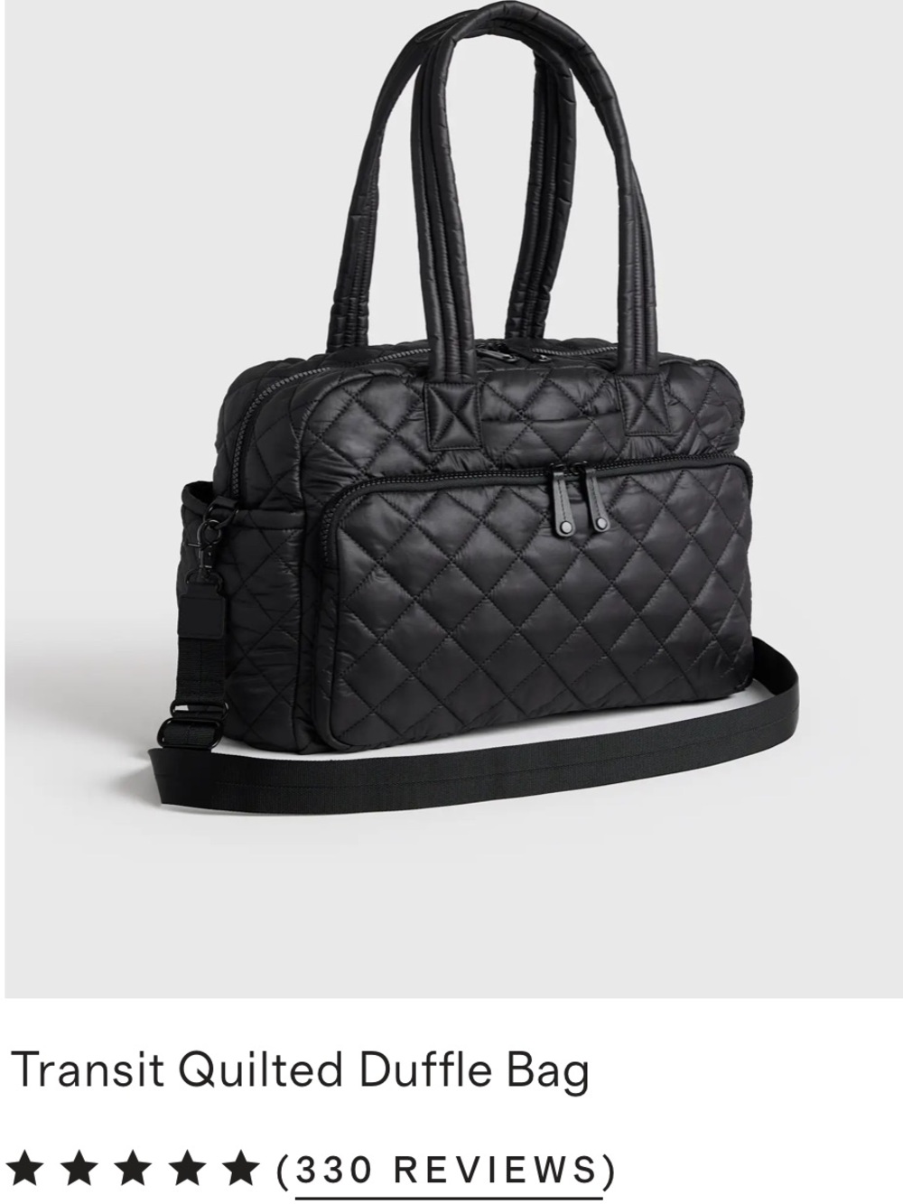 Quince Black Quilted Duffle Bag